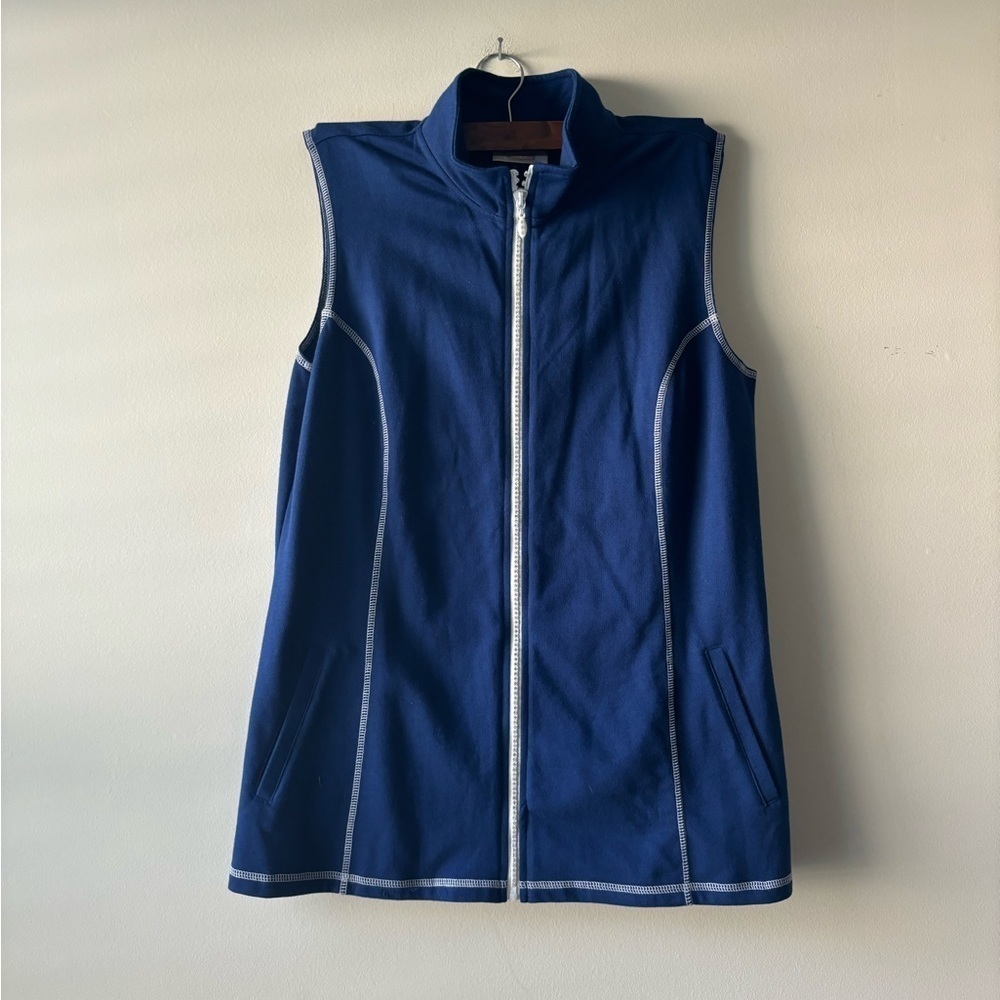 Quacker Factory navy blue zip up vest size S‎
